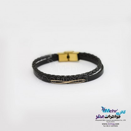 دستبند طلا و چرم - طرح بینهایت-MB1303